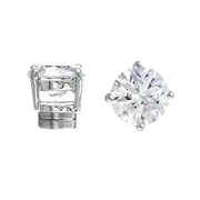 UNIQUE FASHION 21 Non Piercing Cubic Zirconia Round Shape Magnetic Stud Earring