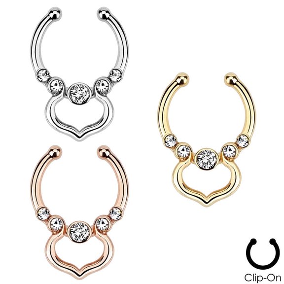 Non-Piercing Septum Hanger with Venus Design and Clear Gems - Sold Each