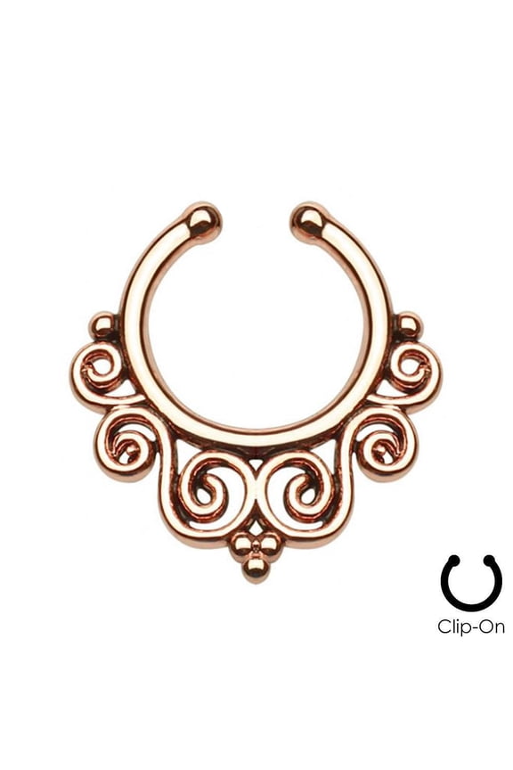 Non-Piercing Septum Nose Hanger with Tribal Swirls adjustable size