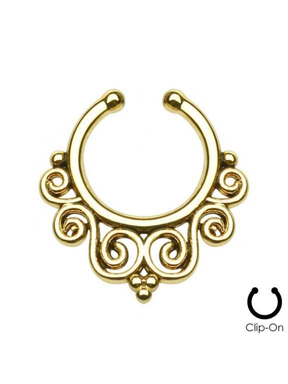 Non-Piercing Septum Nose Hanger with Tribal Swirls adjustable size