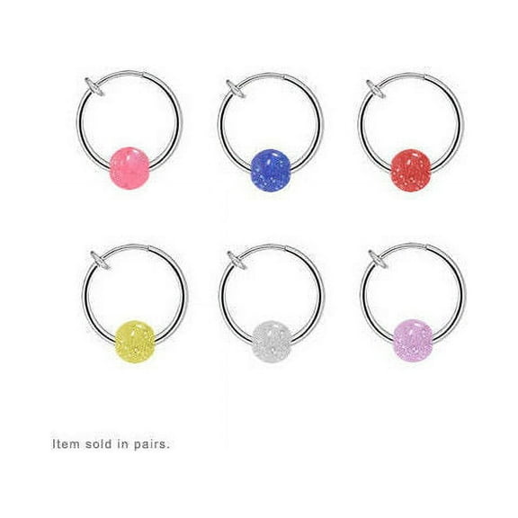 Non-Piercing Spring Hoop with Glitter Bead