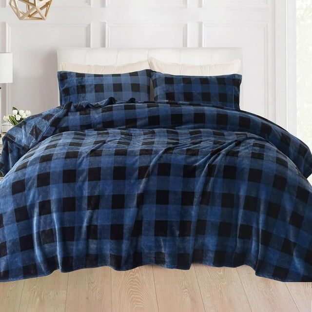 Non Pilling Fuzzy Velvet Flannel Fleece Deep Pocket Sheet Set King