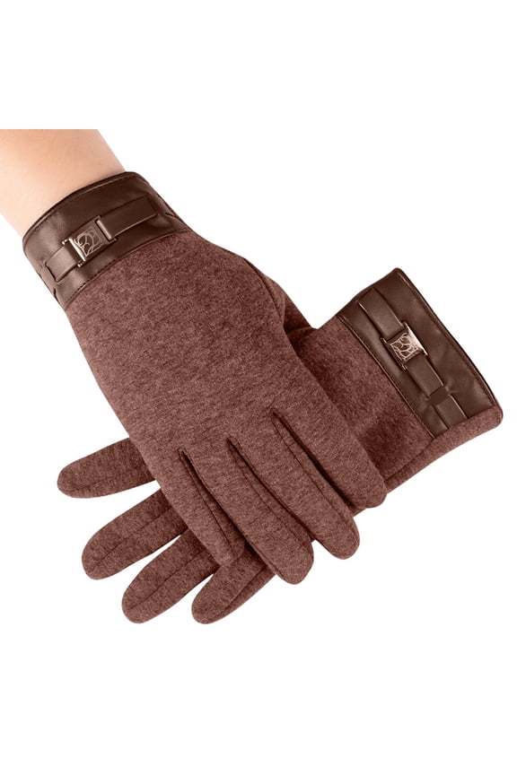 Non Pilling Velvet Lined Touch Screen Gloves,Winter Plush Thick Thermal Mittens,Cold Resistant Wind Block Hand Gear,Soft Fluff Stretch Knit Anti Freeze Daily Driving Sports Mittens,Brown