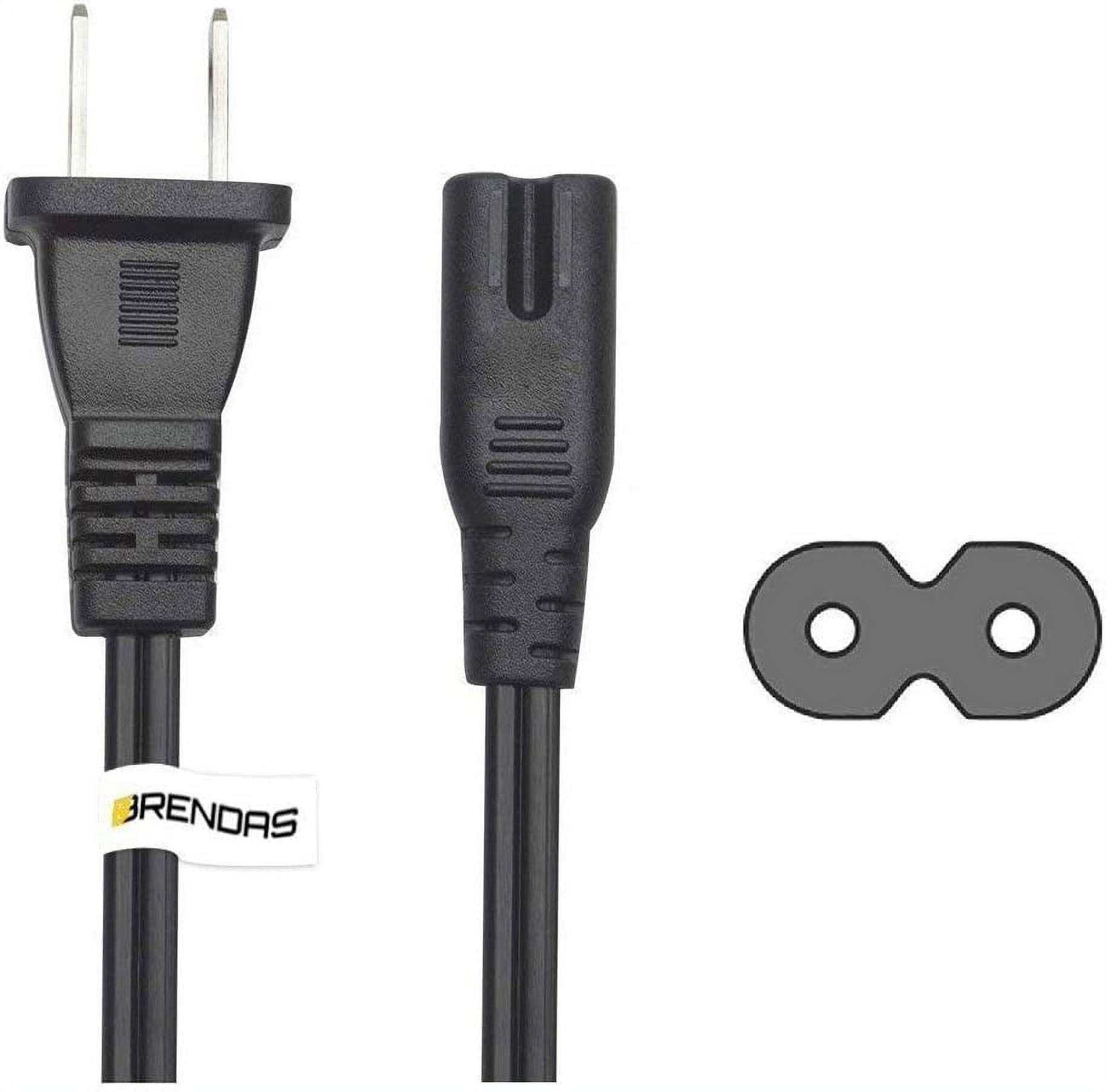 Non Polarized Two-Slots Power Cord, Two Pin Power Cable (NEMA 1-15P to IEC  C7) - Compatible with Printers, TVs, 