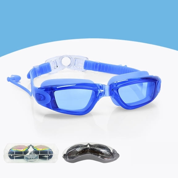 Non-Prescription Mirrored Racing Swim Goggles, Anti-Glare Anti-Fog Water Sport Goggles with Carry Box