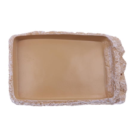 Non- Resin Water Food Bowl Reptile Feeding Dish Tortoise Gecko - Creamy White