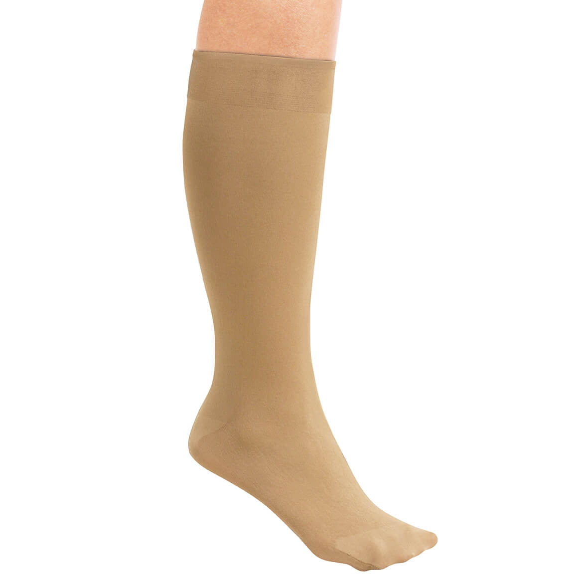 Non-Run Compression Knee Highs, Beige Queen