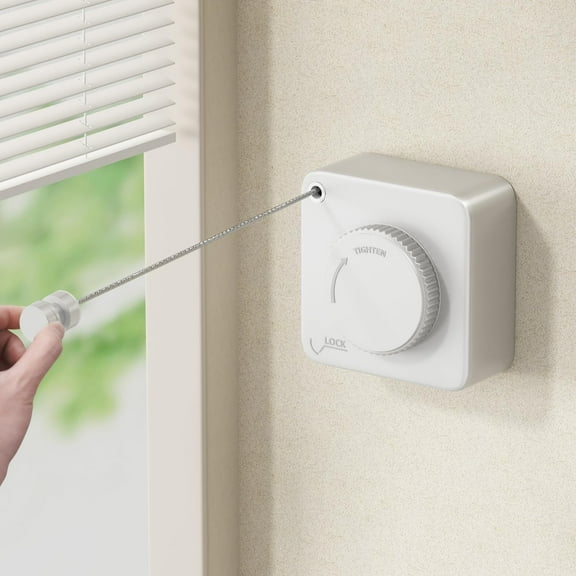 Non-Sagging Retractable Clothesline Indoor & Outdoor Clothes Line Heavy Duty Clothes Drying Line Retracting Laundry Line Wall Mounted Stainless Steel Line-15.1 Feets（White）