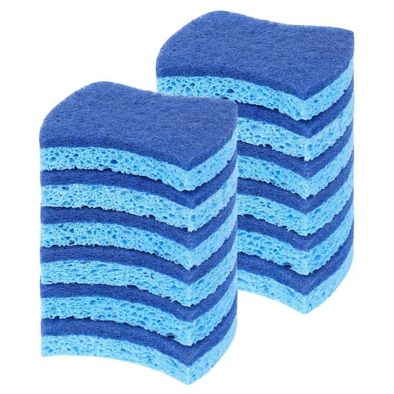 Non-Scratch Cellulose Scrub Sponge, Dual-Sided Dishwashing Sponge for Kitchen, 12 Pack