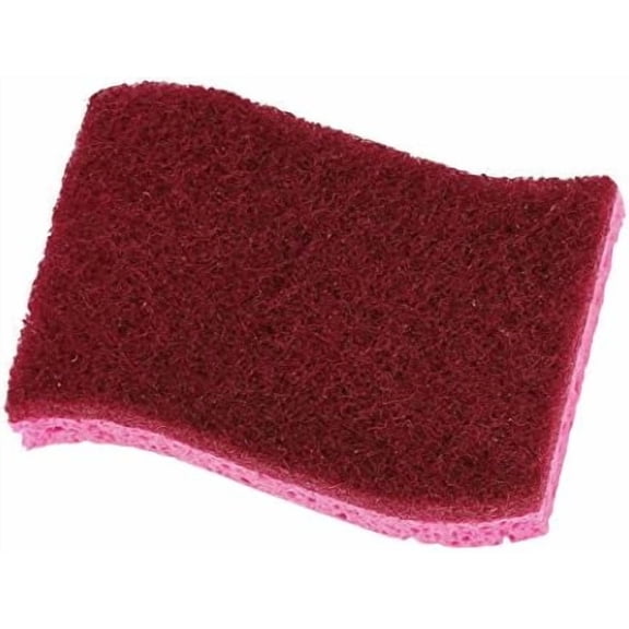 Non-Scratch Cellulose Sponge Kitchen Scrub Sponge with Scouring Pad Set, Good for Non-Stick Cookware Frying Pan, Pot, Counter Top, Sink Scrubbing, Kitchen Scrubbers, Pack of 1, Red/Pink