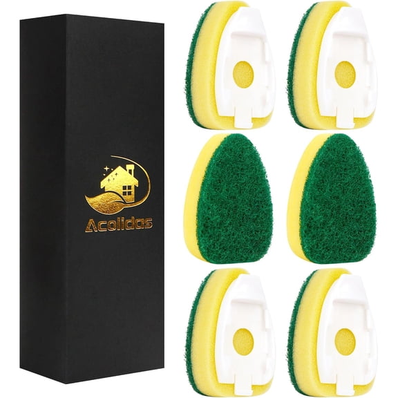 Non Scratch Dishwand Refills 6 Pack, Non-Scratch Replacement Sponge Heads for Dish Wand, Scratch-Free Dishwashing Soap Dispensing Refills, Gentle Scrubber Pads for Kitchen Dishes Sink Cleaning