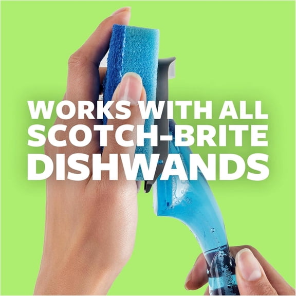 Non-Scratch Dishwand Refills for Nonstick Cookware - 24 Pack Sponge Heads with Built-in Scraper