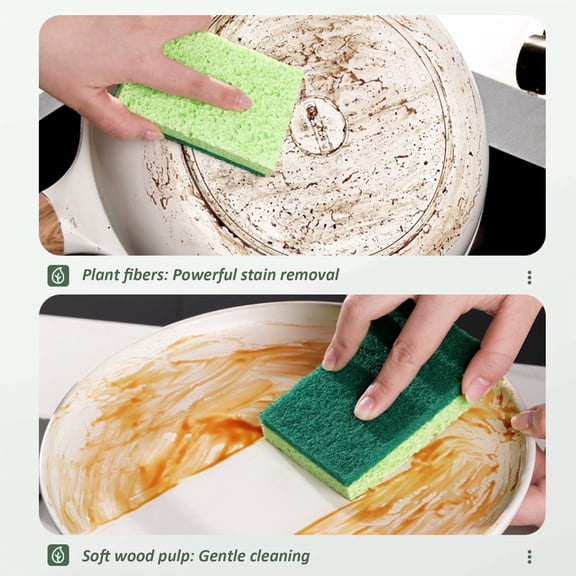 Non-Scratch Kitchen Cleaning Sponge, Absorbent Cellulose Scrubber Pad for Cookware, Plates and Household Sink Washing Tasks,5pcs