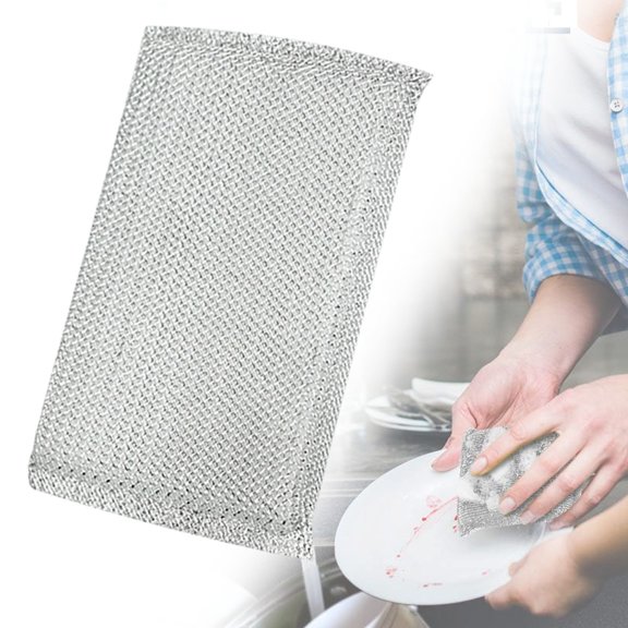 Non Scratch Kitchen Scrubbing Sponges for Pots Pans Dishes, Heavy Duty Scouring Pads for Fast Cleaning, Durable Polyester Scrubbers, 6 Pack Silver, By VINOIC