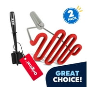 Non-Scratch Potato Masher & Meat Smasher Kitchen Tool - Durable Stainless Steel Wrapped In Premium Silicone Mashed Potatoes Masher - Versatile Masher Hand Tool & Ground Beef, Turkey Smasher