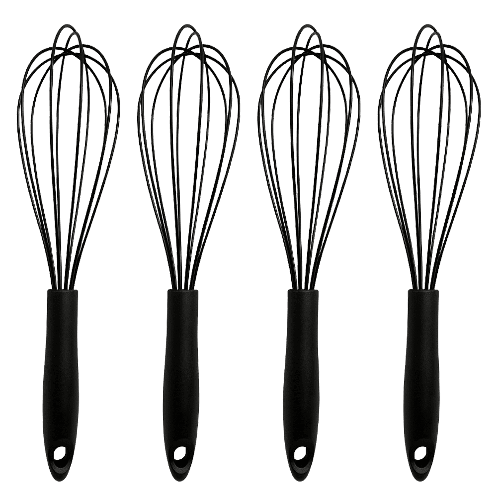 Non-Scratch Silicone Whisk Set for Cooking and Baking — Heavy Duty 4 ...