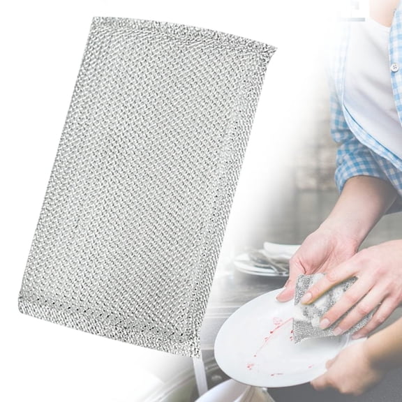Non Scratch Sponges, Silver Mesh Kitchen Scouring Pad, Dish Sponge, Dish Scrubber Pads, Non Scratch Flexible Metal Wire Dish Cloth, Multipurpose Pot Cleaning Sponge 1Pcs
