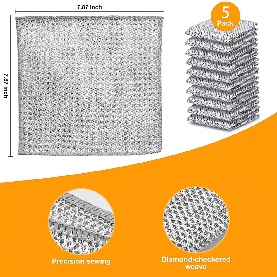 Still Wire Rag Non Scratch Wire Dishcloth, Multipurpose Wire Dishwashing Rag for Wet ...