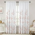 thumbnail image 1 of Non-See-Through Light Grey and White Privacy Sheer Curtains 52 X 63 Inch Length 2 Panels, Leaf Floral Printed Light Filtering Semi Sheer Window Curtains Drapes for Bedroom Living Room, 1 of 8