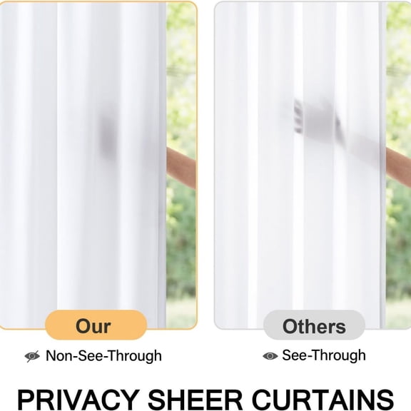 Non-See-Through Sidelight Curtains for Front Door, Privacy Semi Sheer Curtains for Doors, Light Filtering Window Drapes with Rod Pocket and Tie Back, White, 26 x 40 inches, 2 Panels