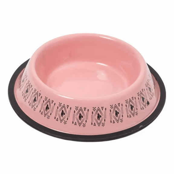 Non-Skid Boho Stainless Steel Dog Bowl with Whimsical Unicorn Design Pink/24oz