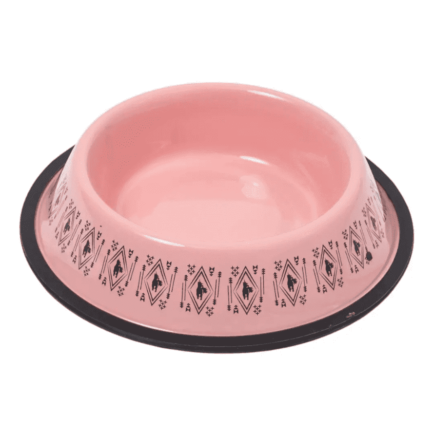 Pink Boho Stainless Steel Dog Bowl with Silicone Base