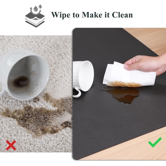 Non-Skid Hallway Runner Rug for Kitchen, 2'x10' Leather-Look Waterproof Vinyl Entryway Floor Mat, Washable Comfort Standing Mat for Bedroom, Bathroom, Laundry Room (Dark Gray)