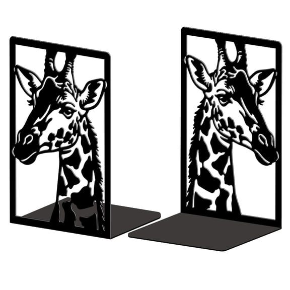 Non-Skid Iron Bookend Display Stands Adjustable Desktop Heavy Duty Metal Book Stopper for Shelves Giraffe 135x110x200mm 2pcs/set DIY