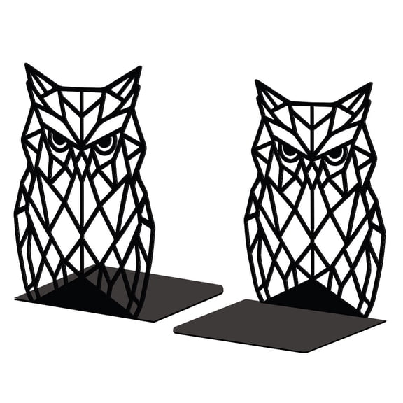 Non-Skid Iron Bookend Display Stands Adjustable Desktop Heavy Duty Metal Book Stopper for Shelves Owl 181x135x110mm 2pcs/set