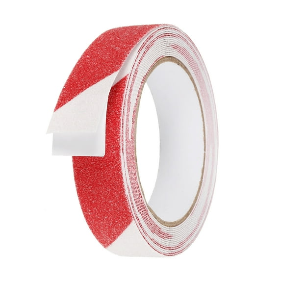 Non Skid Tape 1 in x 16.5 ft Frosted Non Slip Grid Tape Self-Adhesive Backing for Stairs Treads, Red/White