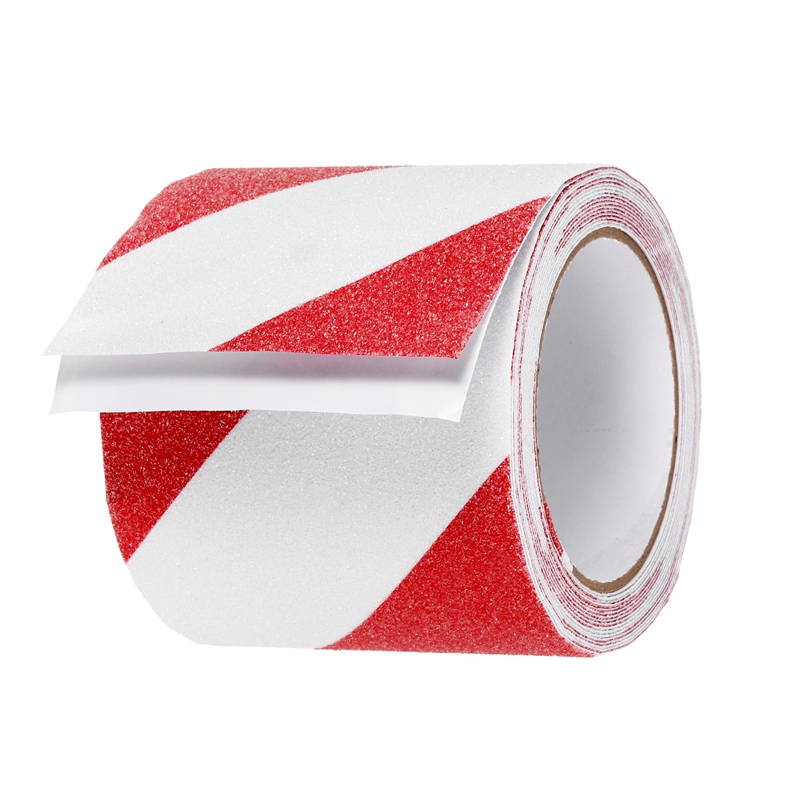Non Skid Tape 4 in x 16.5 ft Frosted Non Slip Grid Tape Self-Adhesive Backing for Stairs Treads, Red/White