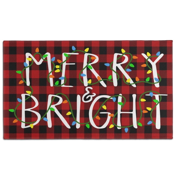 Non-Skid Welcome Mats 30x17 Inch Nonskid Welcome Mat Red Black Buffalo Plaid Layered Door Mats for Entryway Porch Entryway Bathroom