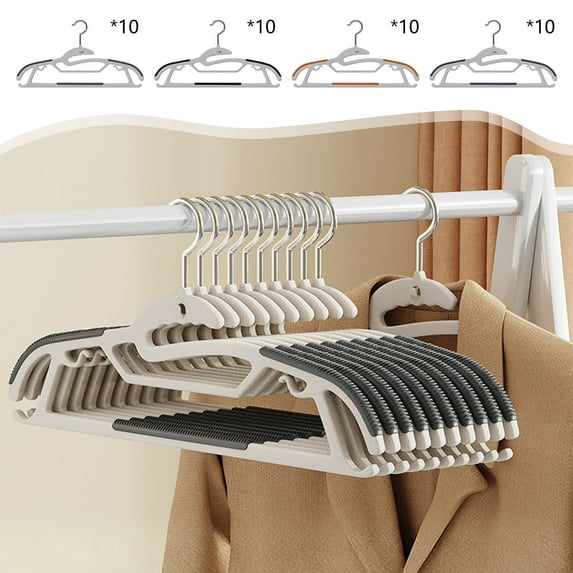 Non-Slide Hangers, Heavy-Duty Shoulders, Rust-Proof Steel, Non-Slip Grips, Space-Saving Design, Ideal For Wardrobe Organization, Suitable For All Clothing Types, Strong & Durable Hangers TOPLIU