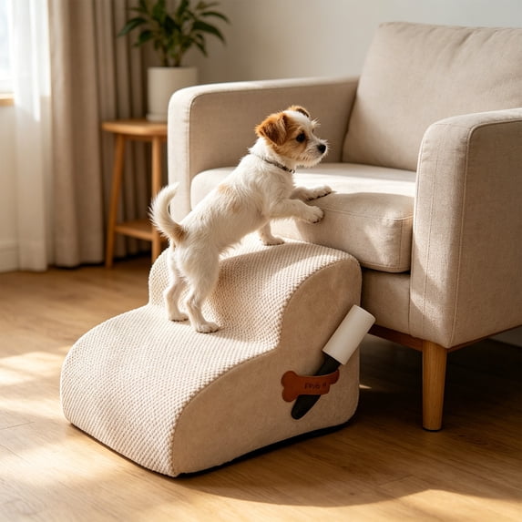 Non Slide Pet Stairs for Dogs Cats, Portable Dog Ramp for Bed Couch Sofa, High Density Foam Pet Ladder for Small Senior Pet