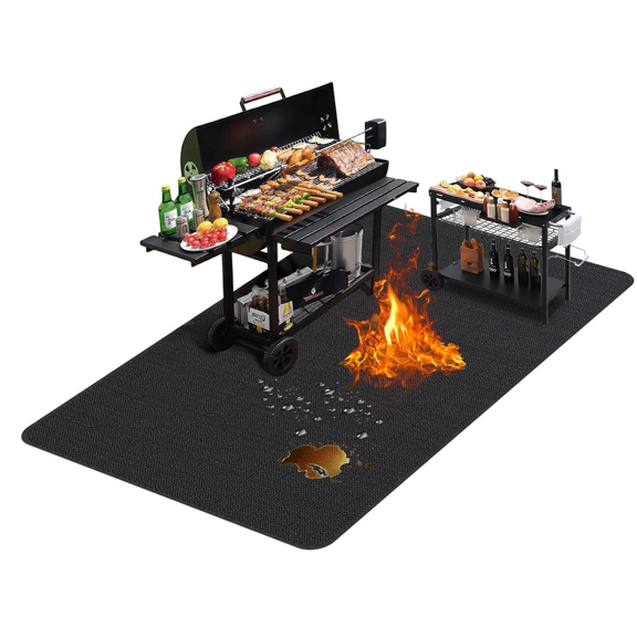 Non-Slip 24 x 16 Inch Under Grill Mats for Outdoor Grill, Heavy Duty Fireproof, Oilproof and Waterproof BBQ Grill Mat, Indoor Fire Pit Mat Fireplace Mat, Protects Deck Patio and Lawn