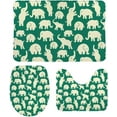 thumbnail image 1 of 3 Piece SKYSONIC Non-Slip Bathroom Rug Set Elephants On Green Soft Contour Rug + Toilet Lid Cover + Bath Mat Bathroom Decor, 1 of 3