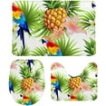 thumbnail image 1 of SKYSONIC Non-Slip 3 Piece Bathroom Rug Set Pineapples Birds Parrots Soft Contour Rug + Toilet Lid Cover + Bath Mat Bathroom Decor, 1 of 3