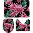 thumbnail image 1 of SKYSONIC Non-Slip 3 Piece Bathroom Rug Set Tropical Flowers Leaves Soft Contour Rug + Toilet Lid Cover + Bath Mat Bathroom Decor, 1 of 3
