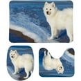 thumbnail image 1 of Non-Slip 3 Piece Bathroom Rug Set White Samoyed Dog Near The Sea Soft Contour Rug + Toilet Lid Cover + Bath Mat Bathroom Decor, 1 of 3