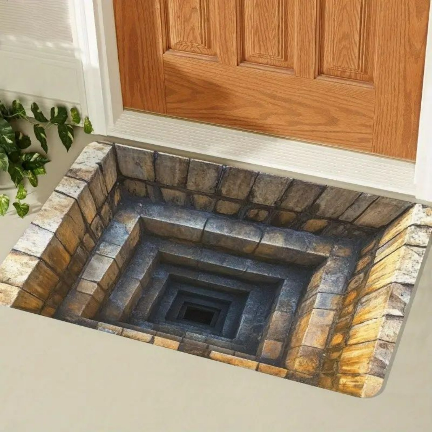 Stone Pattern Doormat Non Slip 3D Optical Illusion Doormat Realistic Stone Step Design Indoor ...
