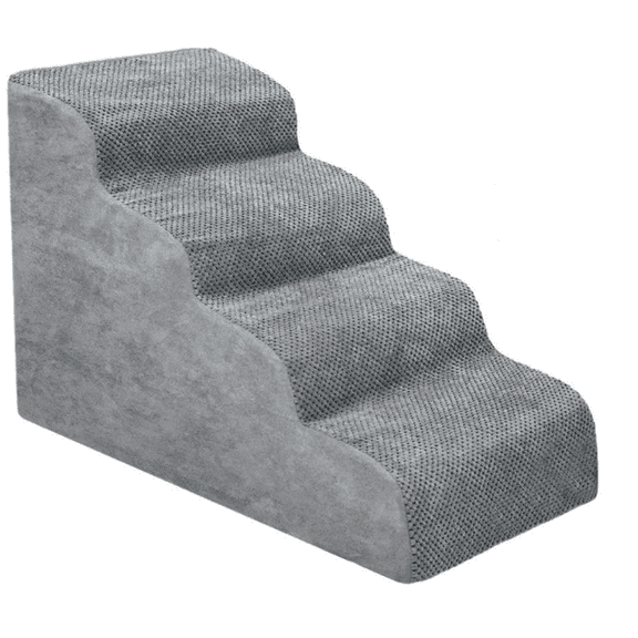 Non-Slip 4-Tier Foam Dog Cat Steps for Bed or Couch Washable Cover Pet Stairs for Small & Senior