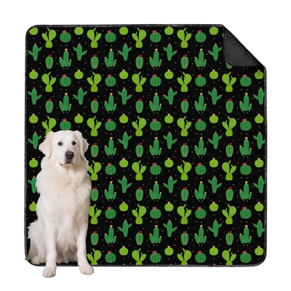Non-Slip 72"x72" Washable Dog Training Pads, Reusable Potty Pads for Indoor Use with Leak Barrier and Greenery Prints (Plant patterns)