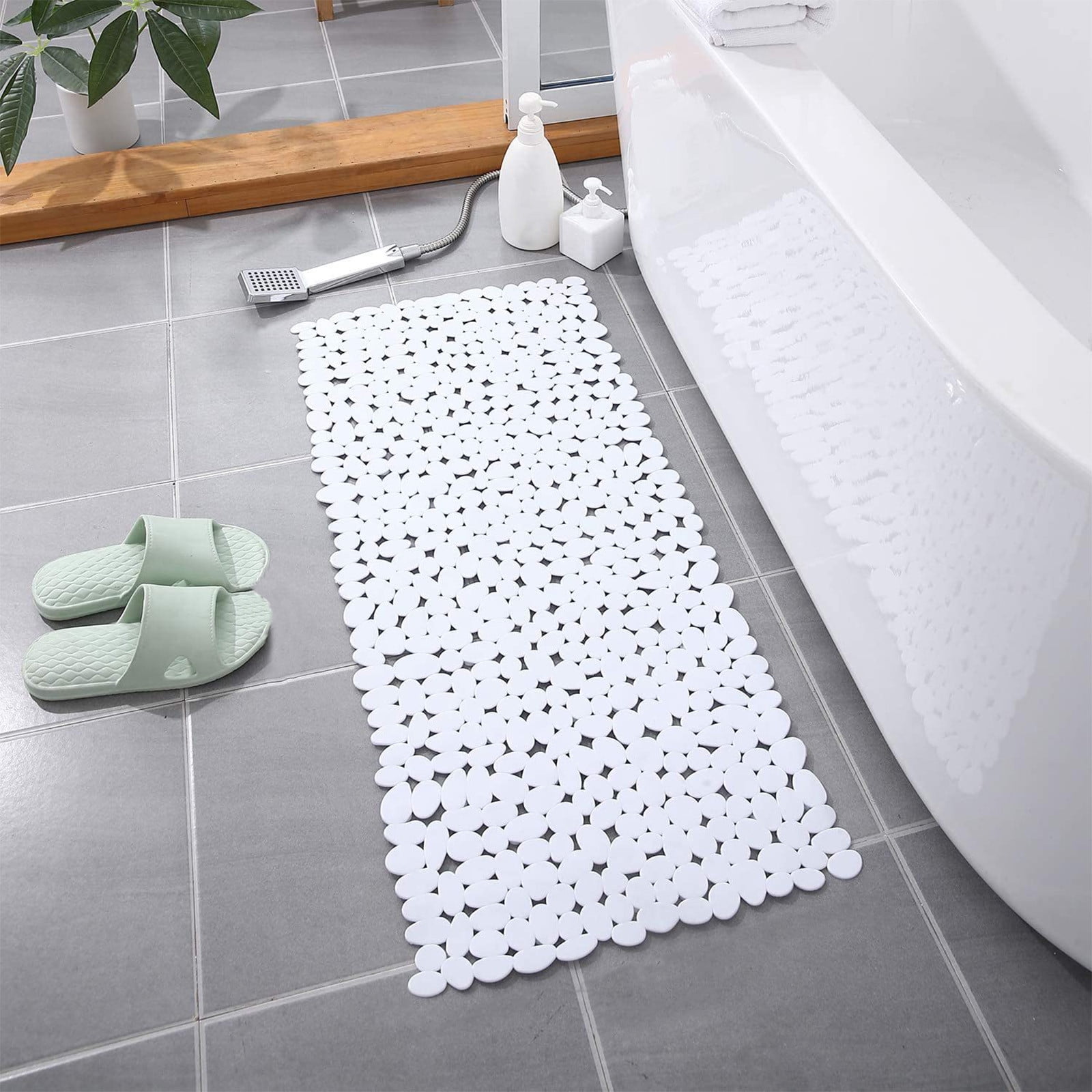 Non Slip with A Pumice Stone for Feet Massage, Oval Bathtub Mat with ...