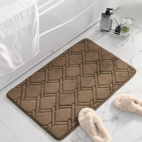 Non-Slip Absorbent Bath Mat, Memory Foam Bathroom Rug with Quick Dry Technology, Machine Washable Soft Velvet Floor Mat for Shower, Kitchen, and Bedroom