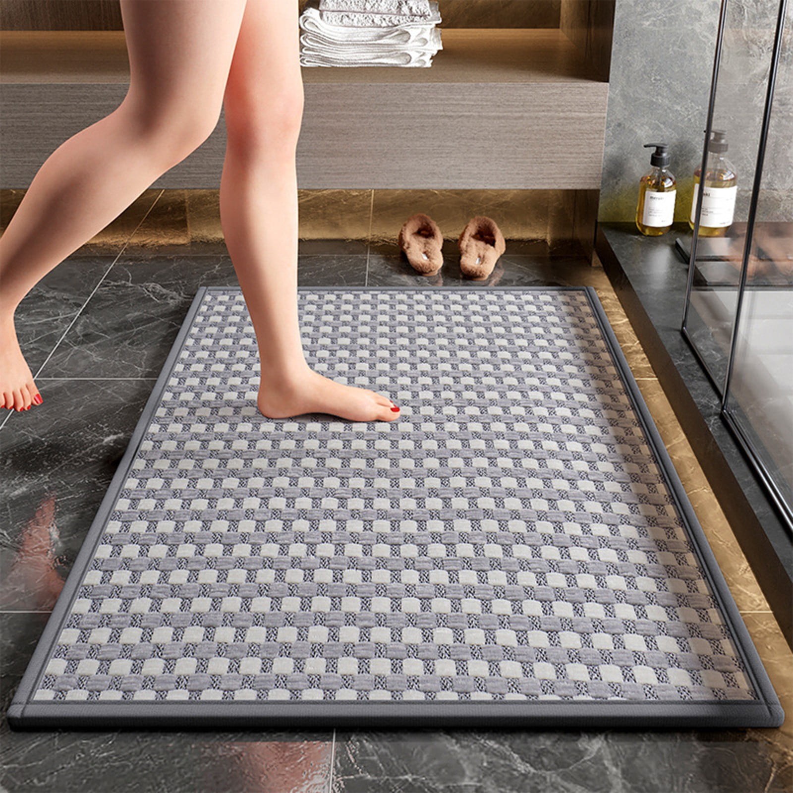 Non-Slip Absorbent Bathroom Carpet, Soft Polyester Rug for Bedroom and Bathroom, Machine Washable, Comfortable and Practical for Everyday Use