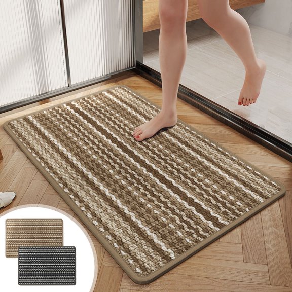 Non Slip Absorbent Linen Bath Mat Quick Dry Floor Rug for Bathroom Bedroom Entryway