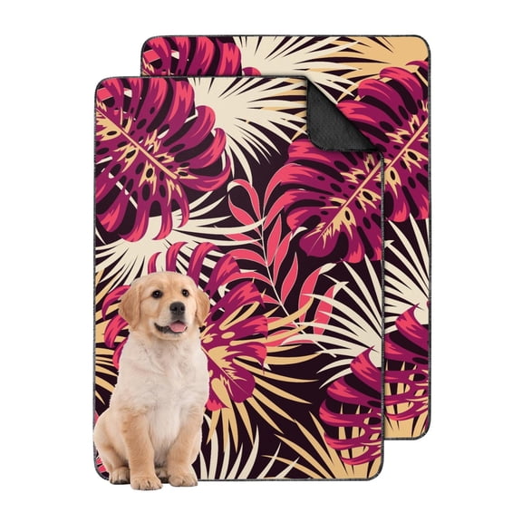 Non-Slip Absorbent Pads for Dog Crates, Decorated with Hawaiian Palm and Leaf Patterns, Reusable and Easy Clean, 24" x35"