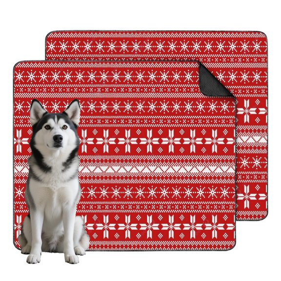 Non‑Slip Absorbent Puppy Whelping Pad, Reusable Washable Christmas Snowflake Holiday‑Printed Dog Pee Mat for Indoor House‑Training Playpen Crate, 35 x 41 Inch