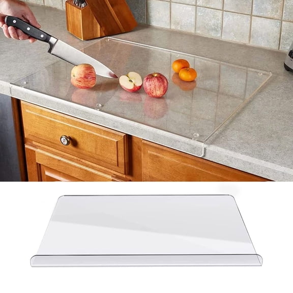 Non-Slip Acrylic Cutting Board 17.71 x 12.59 in - Right Angle Edge Fits Countertop, Space-Saving Kitchen Chopping Board, Durable Clear Cutting Surface