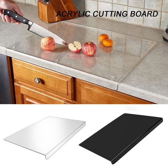 Non-Slip Acrylic Cutting Board 17.71 x 12.59 in - Right Angle Edge Fits Countertop, Space-Saving Kitchen Chopping Board, Durable Clear Cutting Surface